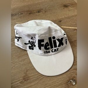 Vintage 1982 Felix The Cat Productions, Inc. White Black Hat Cap Free Size